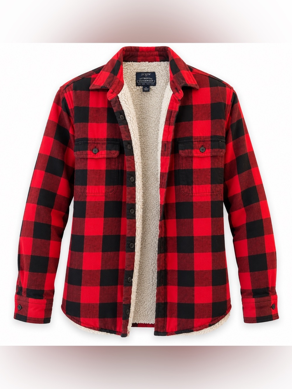 J.Crew Men’s M Buffalo Plaid Sherpa Lined Flannel Shirt Jacket